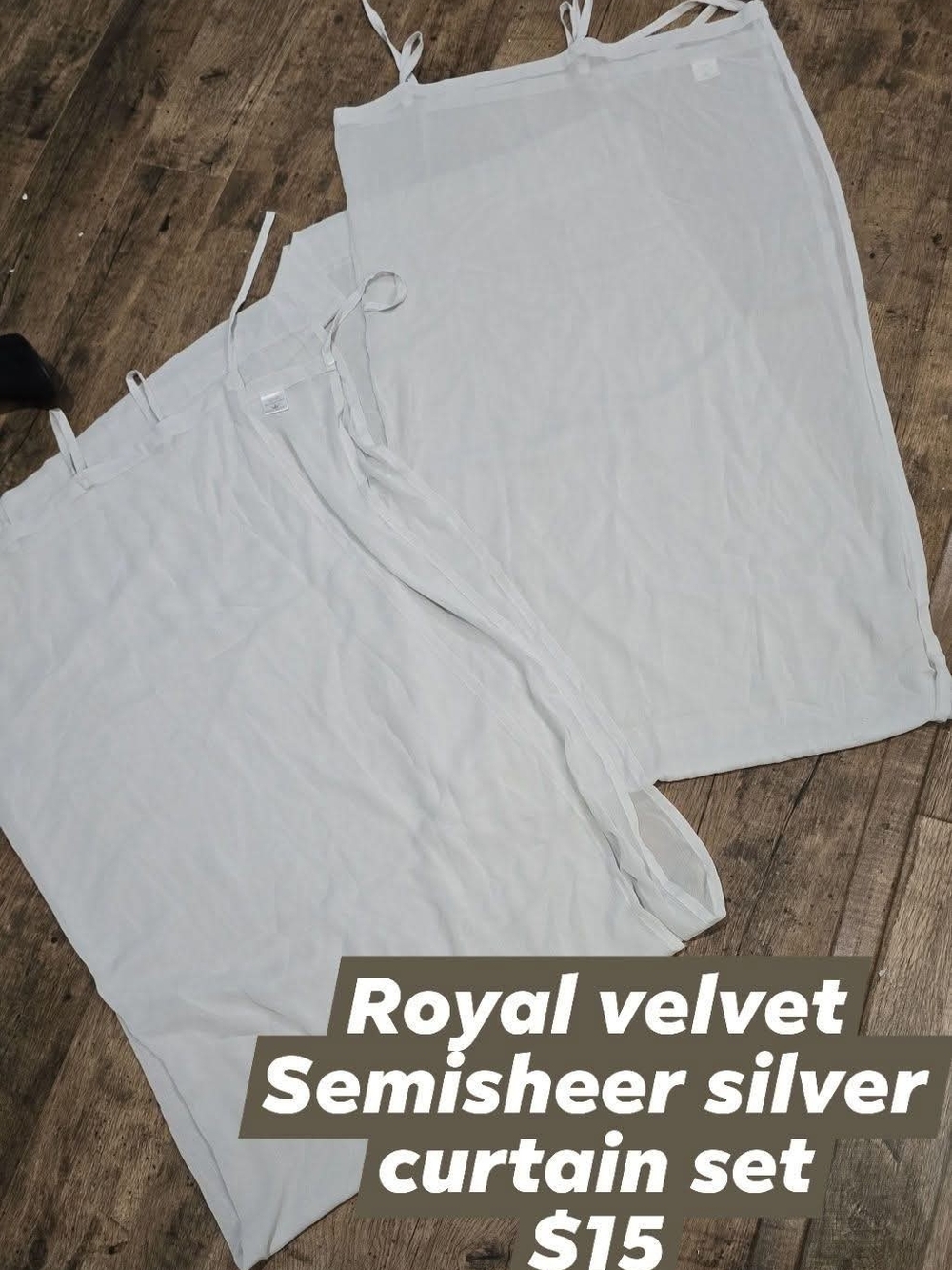 Semi-Sheer Silver Curtain Panel Set Like New